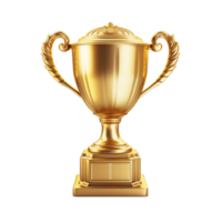 Generative AI, PNG trophy cup. Champion trophy, shiny golden cup, sport award. Winner prize