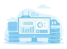 Web hosting, big data concept flat illustration vector