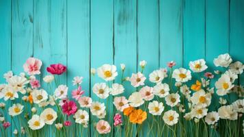 bouquet of flowers on a wooden background photo