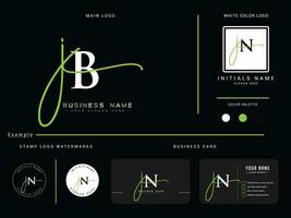 Minimal Jb Signature Luxury Logo, Feminine JB Logo Icon Vector With Presentation