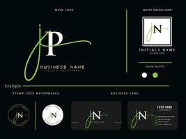 Minimal Jp Signature Luxury Logo, Feminine JP Logo Icon Vector With Presentation