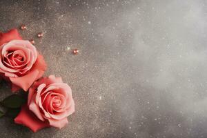 AI Generated Luxury Roses Background with Copy Space photo