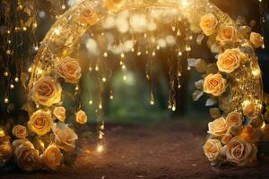 AI Generated Golden Flower Arch with Copy Space photo