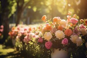 ai generado al aire libre flor antecedentes a tiempo de día foto