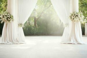 ai generado Boda arco con flores foto