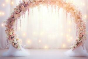 AI Generated Wedding Arch with Flowers photo