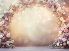 AI Generated Wedding Arch with Flowers photo