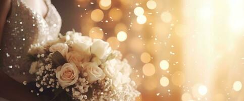 AI Generated Flower Background with Bokeh Lights and Copy Space photo