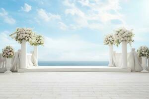 AI Generated Wedding arch with flowers photo