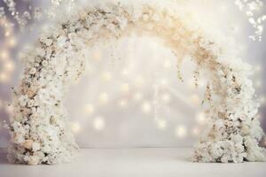 AI Generated Wedding Arch with Flowers photo