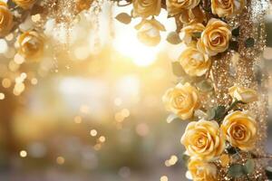 AI Generated Golden Flower Arch with Copy Space photo