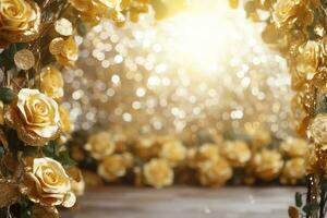 AI Generated Golden Flower Arch with Copy Space photo