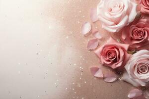 AI Generated Luxury Roses Background with Copy Space photo