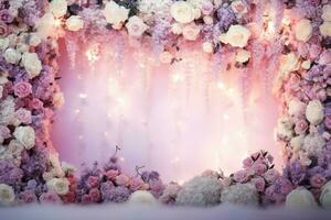 AI Generated Flower Background with Bokeh Lights and Copy Space photo