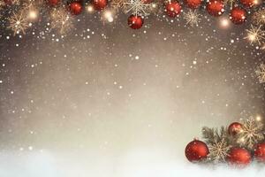 AI Generated Christmas Background with Baubles and copy space photo