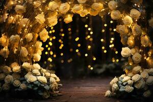 AI Generated Golden Flower Arch with Copy Space photo