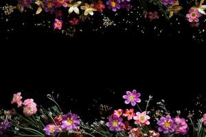 AI Generated flowers on dark background with copy space photo