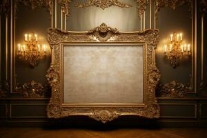 Golden Frame Design with copy space photo