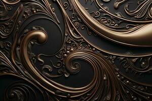 AI Generated luxury decorative background in black and gold photo