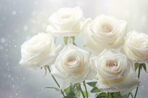 AI Generated White roses background photo