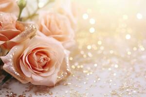 AI Generated Elegant Flower Background with copy space photo