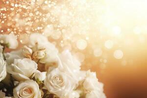 AI Generated Flower Background with Bokeh Lights and Copy Space photo
