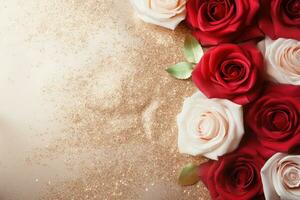 AI Generated Luxury Roses Background with Copy Space photo