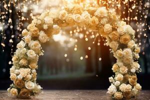 AI Generated Golden Flower Arch with Copy Space photo