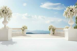 ai generado Boda arco con flores foto