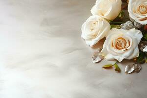 AI Generated Flowers on white with copy space photo
