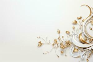 AI Generated luxury golden ornaments on white photo