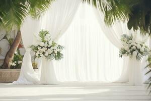 ai generado Boda arco con flores foto