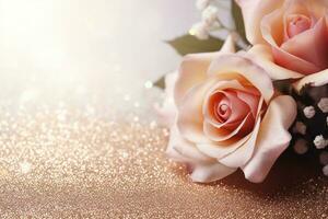 AI Generated Luxury Roses Background with Copy Space photo