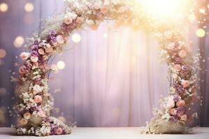 AI Generated Wedding Arch with Flowers photo