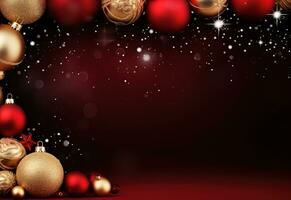 AI Generated Christmas Background with Baubles and copy space photo