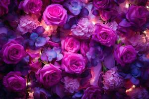 AI Generated pink roses background photo