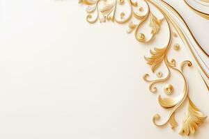 AI Generated luxury golden ornaments on white photo