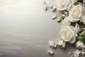 AI Generated Flowers on white with copy space photo