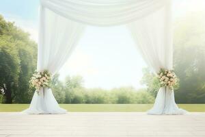 AI Generated Wedding arch with flowers photo