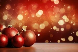 AI Generated Christmas Background with Baubles and copy space photo