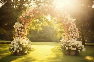 AI Generated Outdoor Flower Arch photo