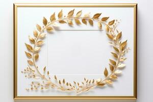 AI Generated Golden Frame Design with copy space photo