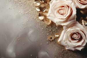 AI Generated Luxury Roses Background with Copy Space photo