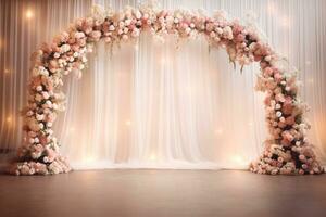 AI Generated Wedding Arch with Flowers photo