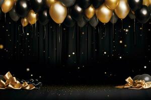 AI Generated Celebration background with golden balloons photo