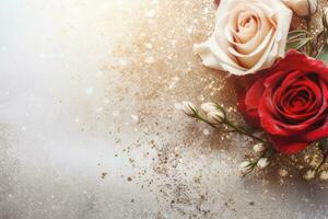 AI Generated Luxury Roses Background with Copy Space photo