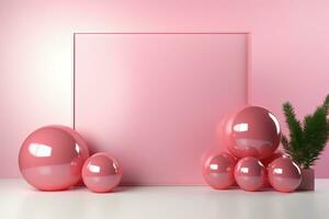 AI Generated pink balloons with copy space photo