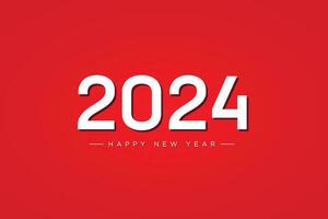 elegante 2024 contento nuevo año en rojo y blanco antecedentes. vector