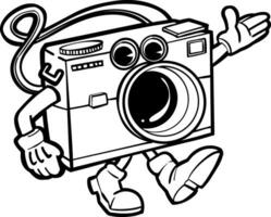 retro cartoon camera character walking vector