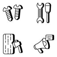 Pack of Tools and Equipment Linear Icons vector